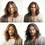 **on a white background, color chalk drawing of a beautiful model man portrait with long dark shoulder length hair and deep captivating mesmerizing eyes, looking like Jesus Christ a beautiful God that people would stop and stare at him --v 5.2** - <@1037958970922512454> (fast)