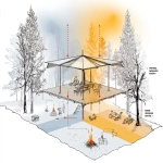 **diagram showing same shelter structure adapting across seasons: winter insulation mode, summer ventilation configuration, spring/fall transitional settings. --ar 4:3** - Image #2 <@794327127260266516>