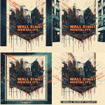 **Centered stylized font that says "WALL STREET MENTALITY" in a bold graphic design. FLOURISHING stock market charts. Bone White color outlines. --ar 2:3 --v 6.1** - Zoom Out by <@811487416539283468> (fast)