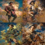 **<https://s.mj.run/pD-mXUe5K9w> millennial generation, oil painting depicting art of a handsome young warrior, modern day, fashion shoes, Affandi's painting style, full body view, dynamic pose, full body view, millennial generation, fractal patterns, mens boots, small splashes of blue paint, warm colours, and surrealism. Francesco Solimena style --sref <https://s.mj.run/cSL24lmjarU> --sw 10 --chaos 7 --ar 4:5 --iw 0.3 --v 7.0** - <@988364629556199494> (fast)
-# Create, explore, and organize on [midjourney.com](<https://midjourney.com/imagine?from_discord=1>)