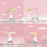 **Focus on the tiny puddles reflecting sky + sneaker + rainbow colour umbrella. A cute muslim girl (wears hijab, white lacey long sleeve, loose denim) walking under the rain, happy posture, Illustration that portrays 'Find beauty in every drop'. Malaysia based background minimalist sketch, pastel tones, delicate watercolor sketch, dreamy setting --sref <https://s.mj.run/9oXGDuP3Iio> <https://s.mj.run/UzJ0sblo3Oo> --v 7.0 --ar 2:3** - <@1101506216070479952> (fast)
-# Create, explore, and organize on [midjourney.com](<https://midjourney.com/imagine?from_discord=1>)