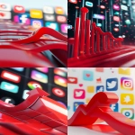 **Hyper-realistic digital composition showing a red growth curve rising steeply in the foreground, symbolizing rapid success and engagement. In the background, clearly visible and evenly spaced, are the official logos of major social media platforms: Facebook, TikTok, Instagram, Pinterest, and YouTube. The background is bright and minimalistic, with the logos appearing in clean, high-resolution detail. The red curve is bold and glossy, drawing the viewer’s focus forward. Natural lighting, high definition, modern tech-style design. --ar 9:16 --v 6.1** - <@1277569890588557353> (fast)