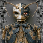 **<https://s.mj.run/8BMbIED5OrQ> insect doll locust roach hive, egg nest alien crawling on a black glitch scanline distortion fire, eyes burning, white pupil with red center, roasting on the beach, dusk cinematic --ar 2:3 --s 666 --sref 4240880785 2348464004 --v 7.0** - Image #1 <@788265797444173834>