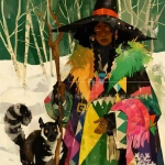 **Warrior witch thundersnowpunk with long braids and stylized warrior witch’s hat and lemur companion in the snow --sref 1999999999 1999999991 416557976 2252558232 698008135 1078492728 2187294478 217414415 416417418 7337 80085 696969 47 73 97 100 --sv 4 --niji 6 --p grjlt42 --raw** - Image #3 <@948741381743083580>