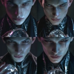 **A modern-day, contemporary man servant personification of the Evil Queen’s magic mirror, tall, pale, and elegant, wearing a sharp tailored suit with metallic accents, glowing silver eyes that reflect secrets, skin with a faint glass-like sheen, carrying an aura of mystery and obedience, blending fantasy and contemporary style, cinematic lighting, dark enchanted atmosphere, hyper-detailed, photorealistic** - Variations (Strong) by <@765789039839150090> (fast)