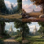 **Cinderella-inspired landscape, the castle can be seen in the background, realistic scene, high details, cinematic style --v 7.0** - <@1083746911070191616> (fast)