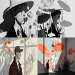**2025-06-24 black and white shot of art nouveau parasol hats of a hirsute French King surrounded by parasol flowers inside the Vietnamese Palace under dramatic sunlight and shadows --ar 8:5 --sref 344158734 --profile 8xqipwk --stylize 567 --niji 6** - <@1121310536559243315> (relaxed)
