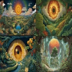 **a sun of many colors looks down upon a lush green world. the inhabitants worship the sun as a prophetic iris offering insight into daily life and enriching culture, illustration, detailed image, fine strokes in painted sections --ar 16:9 --v 7.0** - <@480446086046154782> (fast)
-# Create, explore, and organize on [midjourney.com](<https://midjourney.com/imagine?from_discord=1>)