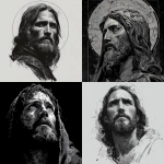 **black and grey illustration of Jesus Christ** - <@1142119265961513122> (fast)