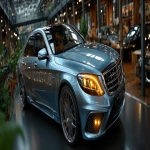 **a limited edition Mercedes viennoiserie in the showroom, metallic light grey color, high angle shot --ar 7:3 --s 750 --c 5 --w 0.1 --v 7.0 --p xredgqo** - Image #1 <@522079142049480707>