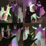 **John Backflip a cat who invented the backflip who was exiled for witchcraft meets his arch rival William Frontflip in a medieval painting of cute cats --niji 7 --ar 3:2 --sref 7337 696968 73 --sv 4** - Remix (Strong) by <@937851746712186921> (relaxed)