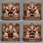 **santa claus with his female assistants in his opalized wood cabinet --ar 7:5 --v 7.0 --raw** - Variations (Subtle) by <@1071135204846096475> (relaxed)