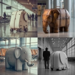 **elephant shaped travel suitcase, back space at the airport** - <@847871507090112512> (fast)
-# Create, explore, and organize on [midjourney.com](<https://midjourney.com/imagine?from_discord=1>)