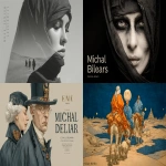 **a poster with "Michael Delmar images" lonely wife, Shadows in a dark room at midnight, Enki Bilal art B&W tykho moon woman with fishermen on a boat on the sea sheep, beautiful yoga sand dunes, saguaro cacti, beats antique, androgynes DNA strand, perfectly beautiful people, full bodies walking through a desert sand dunes following bedouins, Enki BIlal illustrated STyle Double exposure, extreme details, rich dynamic colors, spirit, invocation, 3d, two sun solar system, full moon, stars, esoteric, sheer, Peridot, emerald green. citrine, ultramarine blue, diamonds, gold, sunset, high contrast, painting classic, oil , diodes, bows, velvet vogue, iridescent, holographic, full body pose, transparent details, colorized, neon pastel color palette, photorealistic, highly detailed, transparent parts, looks like professional hdr photography in fashion magazine, editorial photography, global illumination, moody lighting, post-processing, glowing shadows, chromatic aberration, black and white balance, scattering, beautiful cinematic lighting, lumen reflections, post-production, high fashion, tone mapping, shaders, diffraction grading 3d, octane render, detailed, hyperrealistic, 8k, --chaos 92 --ar 8:5 --stylize 750 --v 7.0** - <@843177938186797076> (fast)