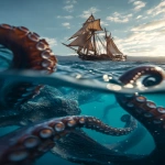 **kraken attacking a sailboat in the sea with tentacles, hdr, low angle view --ar 4:7 --v 7.0** - Image #4 <@585362301041770519>
