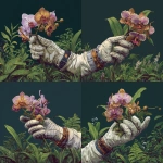 **Science Fiction Classic Ilustrated style. Astronaut glove holding large ominous Orchid flower. background lush exquisite unusual flowers, lush green plants.** - Variations (Strong) by <@1110759032127500369> (fast)
-# Create, explore, and organize on [midjourney.com](<https://midjourney.com/imagine?from_discord=1>)