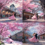 **a beautiful young woman in a pink ballgown dancing with her boyfriend on the train station platform, surrounded by cherry blossom trees, in the style of thomas kinkade and paul kidby. --ar 3:4** - <@1220684338807439425> (fast)
-# Create, explore, and organize on [midjourney.com](<https://midjourney.com/imagine?from_discord=1>)