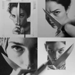 **Design a greyscale hyperrealism, beautiful woman’s full head, drawing back a knife as if she’s about to stab, the knife looks like it’s coming forward, --v 7.0** - <@1116424656908464158> (fast)