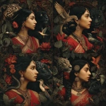 **a Bengali woman with a serpent in her root chakra, a black jaguar in her sacral , a hummingbird in her solar plexus and an eagle in her heart chakra, named Mr Dendrokinetic** - Variations (Strong) by <@1069265923099328512> (fast)