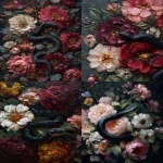 **a dark, moody, victorian oil painting in thick, chunky impasto of a black snake slithering through a cluster of flowers in moody, deep tones. --ar 3:4 --v 7.0** - <@693132661379825714> (fast)
-# Create, explore, and organize on [midjourney.com](<https://midjourney.com/imagine?from_discord=1>)