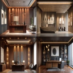 **executive office background wall, wood paneling, decorative lights, modern artwork, premium minimalist decor, warm ambient lighting, photorealistic 8k, elegant professional atmosphere --ar 16:9 --raw** - <@833515877471223819> (fast)