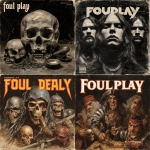 **a vintage death metal, 80s/90s band album cover - "foul play"** - <@376196082390138880> (fast)