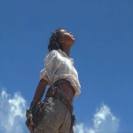 **low angle camera view, a character illustration, a black young muscular woman, she is looking to the sky and trying to reach out the clouds, craig mullins style --ar 4:3** - Image #4 <@942102369683001474>