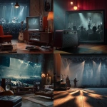 **Create a high-quality ultra-realistic photo background which is colour graded of a 1950s rock and roll concert. Have a large tv / screen on the right hand side near the edge of the picture which you can see the whole screen** - <@1168106068602261574> (fast)
