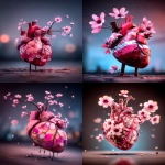 **anatomical heart with vines and small flower blooms intertwined with the veins coming from the heart --p f6gpn1a v95am5p --ar 4:5** - <@948741381743083580> (relaxed)