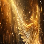 **Divine golden light rays descending from heaven onto floating elemental symbols (fire flame, water droplet, air swirl, earth crystal), angelic wings in background, warm amber and gold color palette, hyper-realistic spiritual energy, cinematic photography --ar 4:1 --v 6.0** - Image #3 <@900787127892180992>