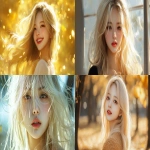 **Blond hair korean young women, gold, happy, pretty, cute --v 6.1 --ar 16:9** - <@1136199270224117860> (fast)