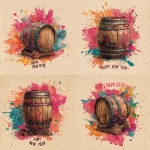 **I want to make a poster for the first sale of the new year. Merry atmosphere, colorful color scheme, plain center of image, barrel of rum, and the words Happy New Year.** - Variations (Strong) by <@1316270398630793268> (fast)