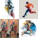 **tattoo design, for a male runner , water color** - <@1004418809702142012> (fast)