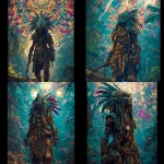 **<https://s.mj.run/GU3rd4xEm2U> This overseas advertisement depicts a predator from outer space, high on LSD and camouflaged in native clothing, in the jungle. From the moment she steps onto the ground, you open it with a key you've never seen before: a dazzling beam scatters, a commemorative photo of a fractal psychedelic fantasy of the future and a journey into the space of complex geometric shapes. The color scheme is a vivid, light, novel, and very advanced combination: Holographic graffiti Shapes Dazzle with Light and Motion --p tmvzwwh --s 250 --v 7.0** - <@1039020526447894558> (relaxed)
-# Create, explore, and organize on [midjourney.com](<https://midjourney.com/imagine?from_discord=1>)