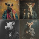 **psiquatra sicodélico con cabeza de cerdo, foto estilo grunge, años 70's, debe estar mirando de frente a la camara** - <@1016906066719674440> (fast)