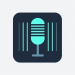 **Icon-only logo mark for an AI that visualizes sound. Centered microphone icon in simple front view with a short stand. Behind or around the microphone, 3-5 vertical rounded bars of different heights arranged like an audio equalizer or spectrogram, forming a square-ish composition. Flat vector style, dark navy and light cyan color scheme, very clean Japanese tech design. No gradients, no 3D, no shadows, light background. Do not draw any text, letters, numbers, words, or monogram elements; this must be a purely pictorial symbol with a microphone and abstract bars. --v 6.0** - Image #3 <@799616109191757844>