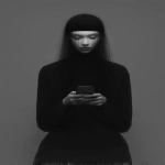 **monochronolith social media influencer spam girl --ar 8:11 --p 1uhqyp7 --v 7.0 --q 2 --sref <https://s.mj.run/NQfMnrT-Tkk> --sw 50** - Image #1 <@1059292469474373672>