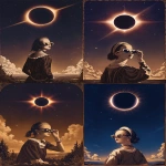 **a woman looking at a solar eclipse <https://s.mj.run/g1cPEuOIM4Q> --ar 2:3 --niji 7** - <@1071135204846096475> (fast)