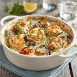 **Cassolette de Saint-Jacques aux crevettes et aux champignons Préparation: 35 min Cuisson: 40 min Voici les ingrédients dont vous avez besoin et la préparation: Ingrédients (4 personnes): 12 noix de Saint-Jacques 12 crevettes roses cuites 300 g de champignons de Paris 2 oignons 1 gousse d’ail 150 ml de vin blanc 200 ml de crème fraîche épaisse 2 c. à soupe de farine une dizaine de branches de persil frais 1 c. à soupe d’huile d’olive 1 noisette de beurre Sel, Poivre Préparation de cassolette de saint-Jacques aux crevettes et aux champignons Epluchez, dégermez et émincez finement les oignons et l’ail. Nettoyez les champignons de Paris avec un torchon humide. Tranchez-les en fines lamelles. Faites chauffer l’huile d’olive dans une poêle. Faites fondre les oignons et l’ail émincés. Lorsqu’ils commencent à devenir translucides, ajoutez les lamelles de champignons et faites-les revenir pendant une dizaine de minutes. Pendant ce temps, décortiquez les crevettes. Lavez et séchez le persil frais dans du papier absorbant. Hachez-le. Faites fondre la noisette de beurre dans une seconde poêle. Dorez-y à feu vif les noix de Saint-Jacques pendant 2 minutes sur chaque face puis ôtez-les du feu. Dans chaque cassolette, dressez 3 noix de Saint-Jacques, 3 crevettes et la poêlée de champignons aux oignons et à l’ail. Parsemez de persil haché. Préchauffez le four à 200°C. Réalisez la sauce qui viendra napper vos cassolettes de Saint-Jacques aux crevettes et aux champignons. Délayez la farine dans quelques cuillerées de vin blanc. Déglacez ensuite la poêle de cuisson des Saint-Jacques avec le restant de vin blanc. Ajoutez la crème fraîche épaisse et la farine délayée. Faites épaissir à feu moyen tout en remuant à l’aide d’une cuillère en bois. Répartissez la sauce dans les [...]** - Image #3 <@973631140374130748>