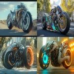 **a 4k rendering of high tech cyberpunk motorcycle with a lunar snake theme. hyabusa akira anime in real life photograph taken in midday sun hdr --ar 16:9 --profile cj2z19k --v 6.1** - <@268531636767948802> (fast)