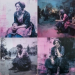 **A fast, strongly colored painting, heavily in tones of pink, white, purple-blue and black, Paris streets, Victorian era, focusing on a shabby beggar woman, seated, in full screen shot, dark atmosphere. Painted by Jenny Saville.** - <@1106776019475636345> (fast)
-# Create, explore, and organize on [midjourney.com](<https://midjourney.com/imagine?from_discord=1>)