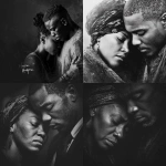 **a black and white image of a black woman and man consoling each other in grief. The image has a message of hope.** - <@817880507983069194> (fast)