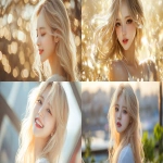 **Blond hair korean young women, gold, happy, pretty, cute --v 6.1 --ar 16:9** - <@1136199270224117860> (fast)