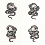 **A snake traditional old shcool skull tattoo design, white background** - Variations (Strong) by <@1289925671455559733> (fast)