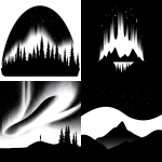 **simple, flat vector clipart logo black on white silhouette representation of the Auroras, simple and minimalistic --ar 2:1 --v 7.0** - <@696956474584334417> (fast)