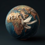 **Fantastic looking world globe with the word PEACE. Peacebird flying. Sharp image high resolution and quality** - Image #4 <@1183639246804889600>