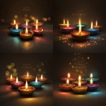 **create a diwali poster wishing happy diwali, colorful, realistic, yet semi minimalistic** - Variations (Strong) by <@542400555985666188> (fast)