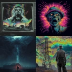 **world of horrific dreams / taut thriller / B-movie / geomagnetic storm / mind-bending blend of horror and gripping science fiction adventure / noir classic / primal / raw / stunning / unforgettable / homesteader / nightmare fuel / industrial dyad glitch --no women, girls, females, borders, collages, frames, split screens** - <@1080572898269466724> (relaxed)