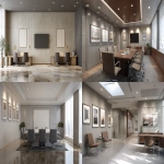 **realistic corporate office back wall, matte neutral colors, framed pictures, soft diffused office lighting, subtle reflections, modern professional environment, extremely detailed, 8k, ideal for video conference background --ar 16:9 --raw** - <@833515877471223819> (fast)