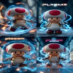**a cute mushroom-headed character inspired by Kinopio, wearing futuristic mecha armor inspired by classic anime, white and red suit with glowing blue lights, surrounded by swirling plasma energy, standing heroically, dramatic lighting, cinematic background, futuristic glowing logo at the top with the word "plasma", perfect for an anime-style thumbnail, high detail --v 7.0 --ar 9:16 --oref <https://s.mj.run/dgfYBTKPdkw> --ow 200** - <@1112784568303497357> (turbo)